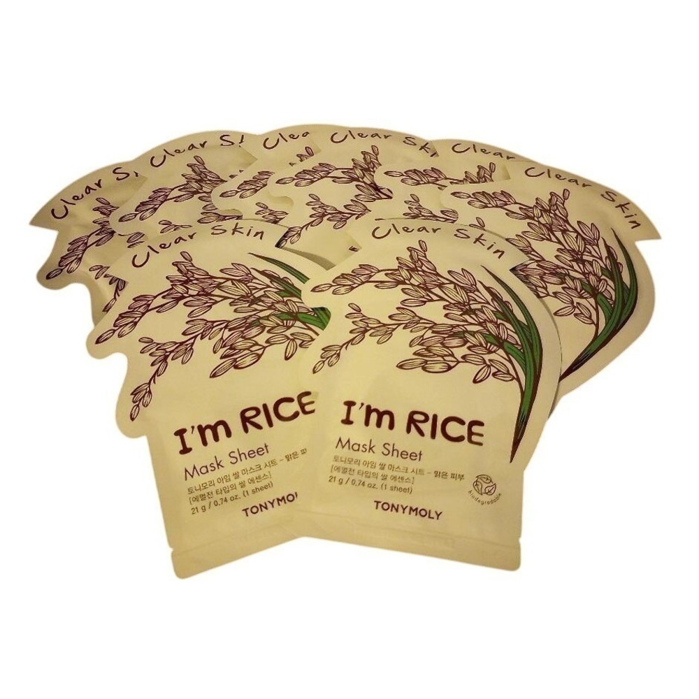 TONYMOLY I'm Rice Mask Sheet Lot of 8 NEW SEALED Clear Skin Face Masks